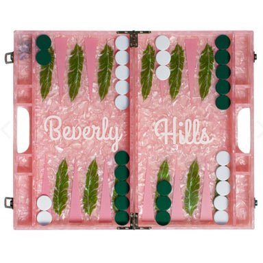 acrylic backgammon set in beverly hills design top view