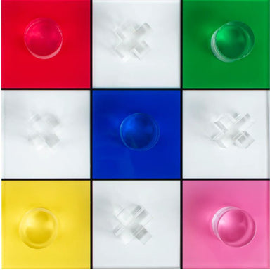 colorful tic tac toe in acrylic top view
